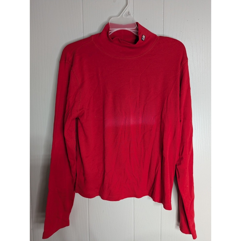 Polo Jeans Co Ralph Lauren womens XL red high neck long sleeve shirt SEE DESCRIP